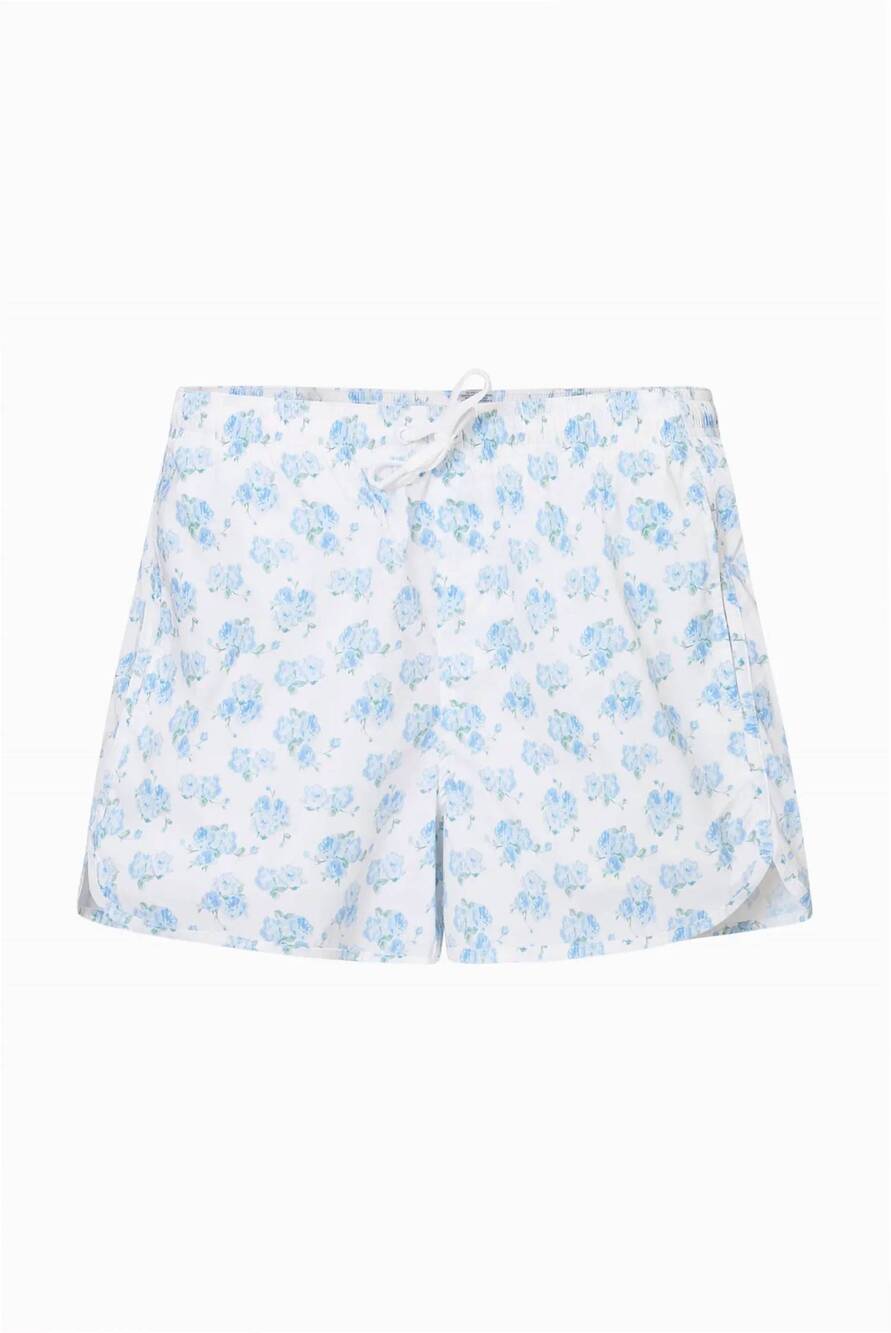 NEW LOVESHACKFANCY men's kai printed swim shorts in blue marina